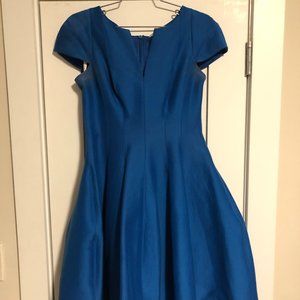 Halston Heritage Cap Sleeve Structured Blue Dress Size 4